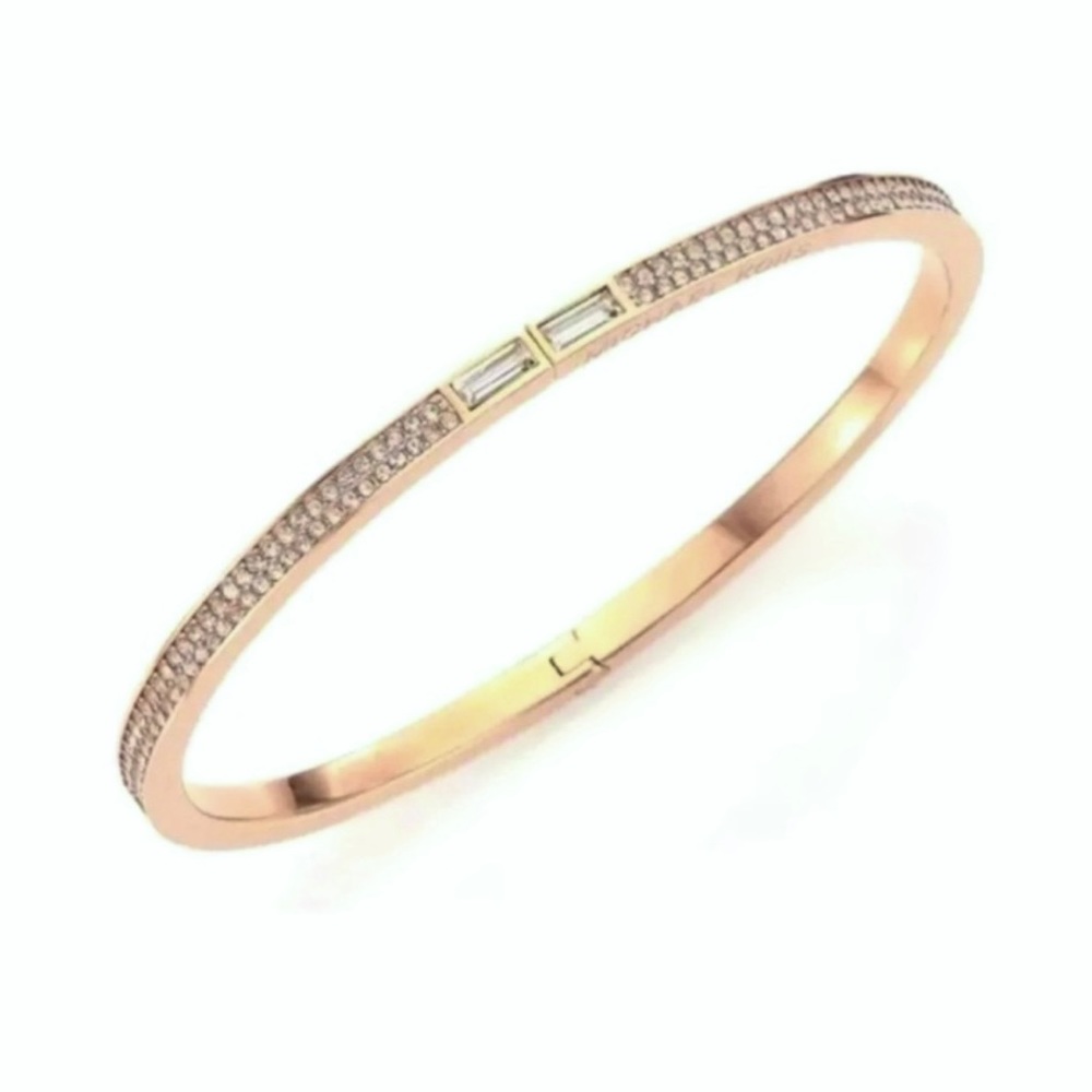 $98 Michael Kors Crystal Hinged Brilliance Bracelet Rose Gold-tone - Picture 7 of 7